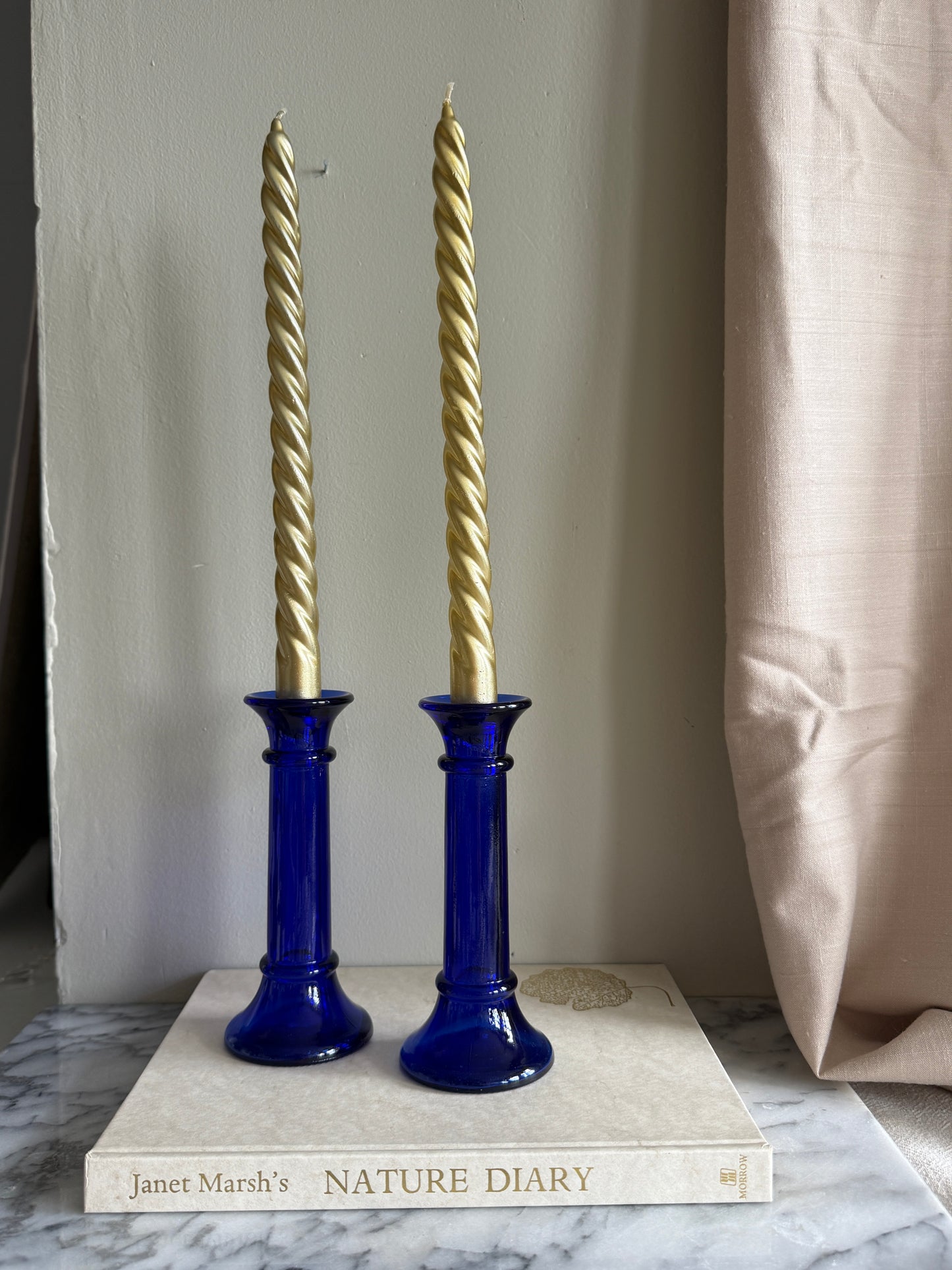 Pair of vintage Gold twist candles