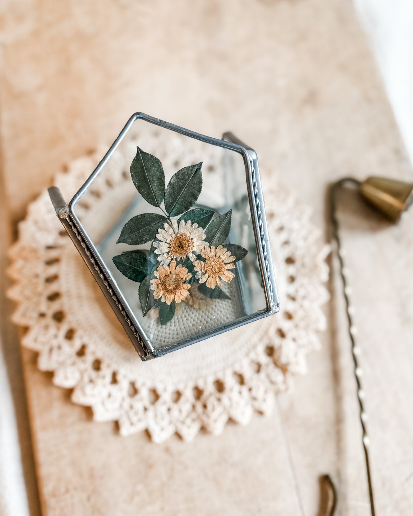 Dried Pressed Flower Candle or Tealight Holder