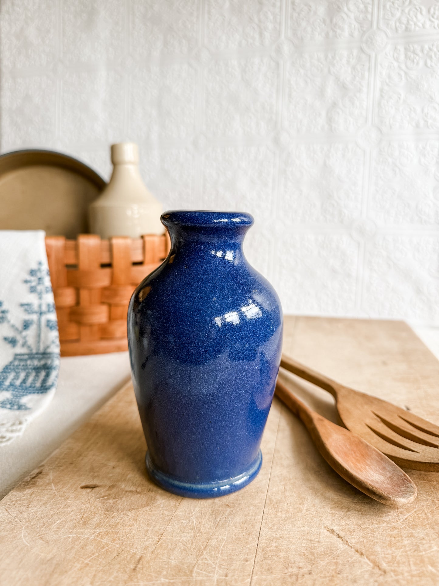 Large Ronuk Cobalt Blue Stoneware Glazed Vase