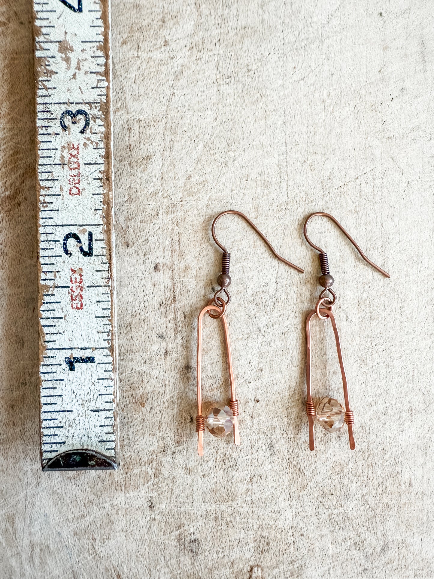 Crystal and Copper Earrings