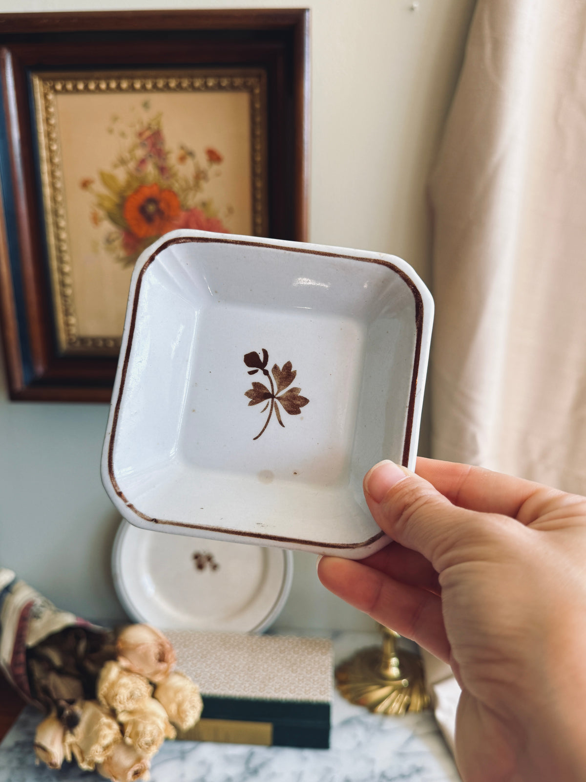 Square ironstone tea leaf square dish