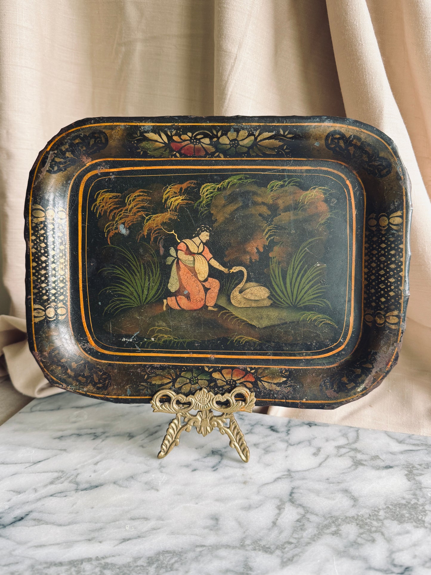 Antique toleware tray