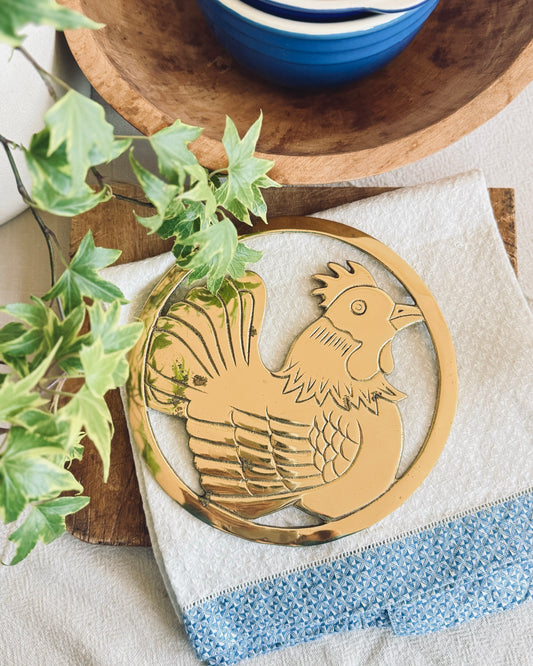 Brass Rooster Trivet