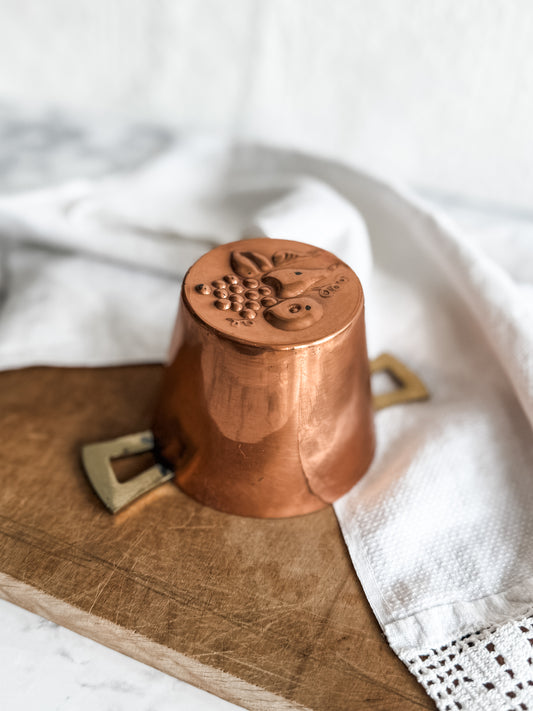 Small Vintage Copper Fruit Mold with Handles