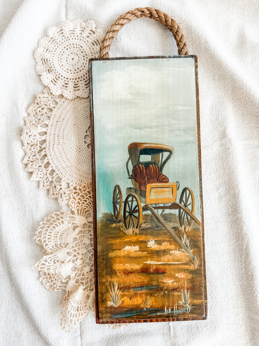 Carriage Painting on wood plaque