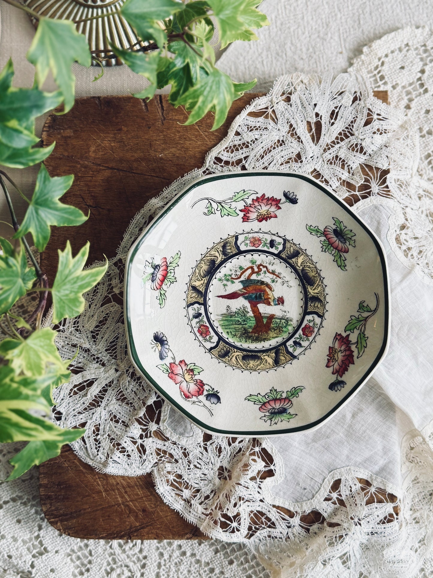 Vintage English Transferware Pheasant Plate