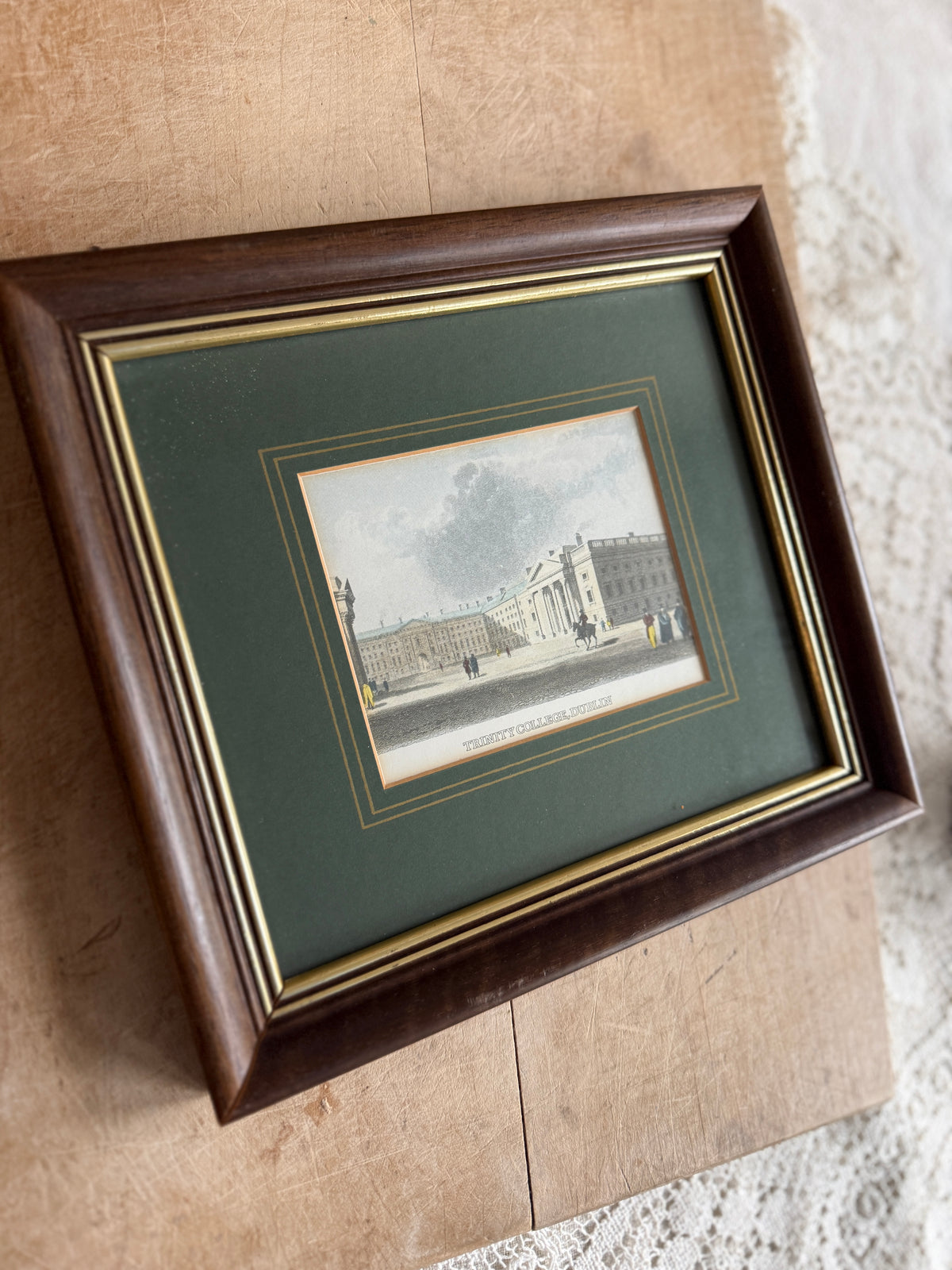 Vintage Reproduction hand colored engraving “Trinity College Dublin ...