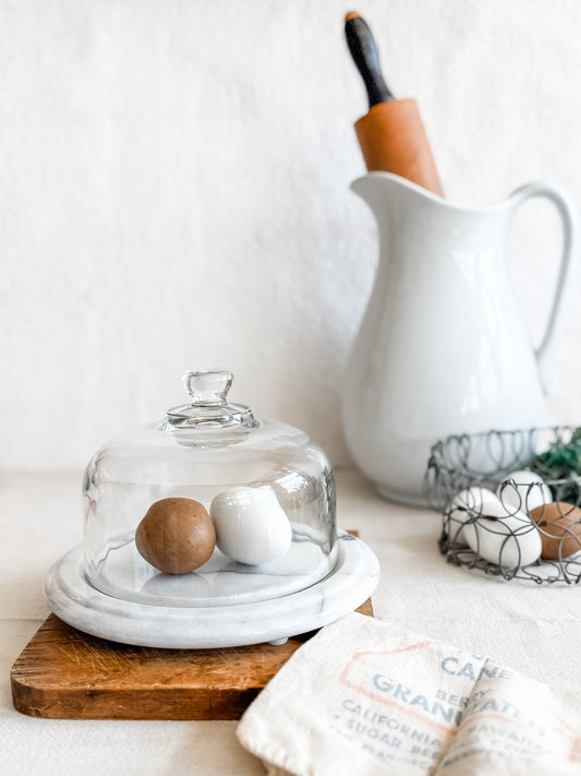 Marble Cheese Dome with Glass Lid