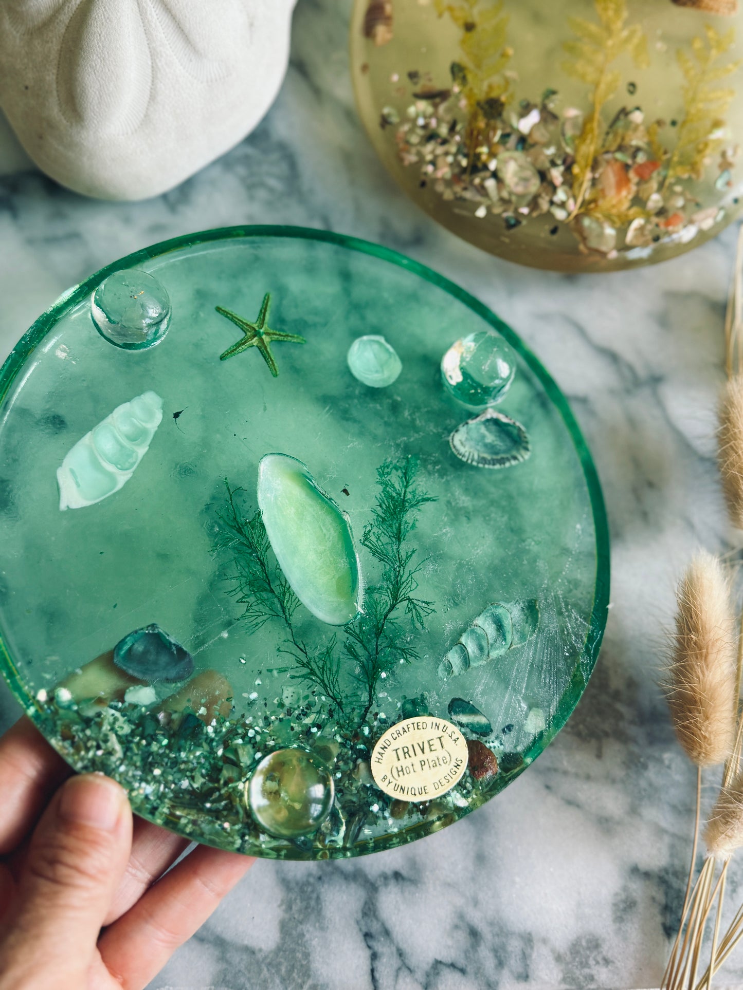 Pair of Resin seashell trivets