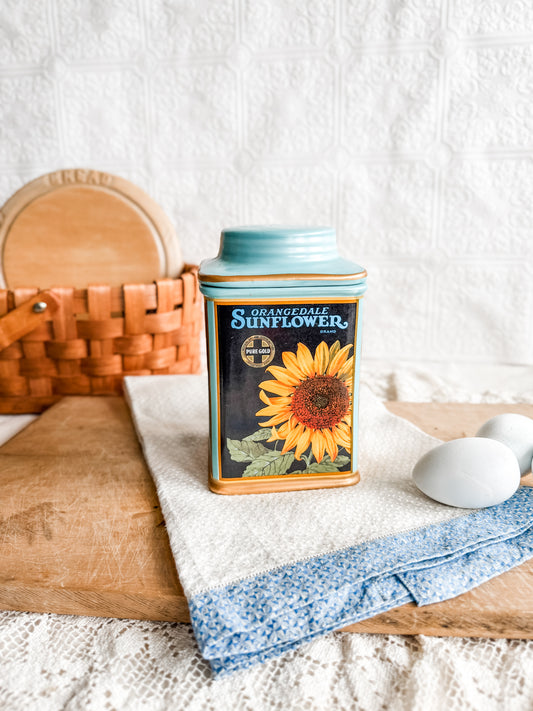 Vintage Ceramic Sunflower Canister