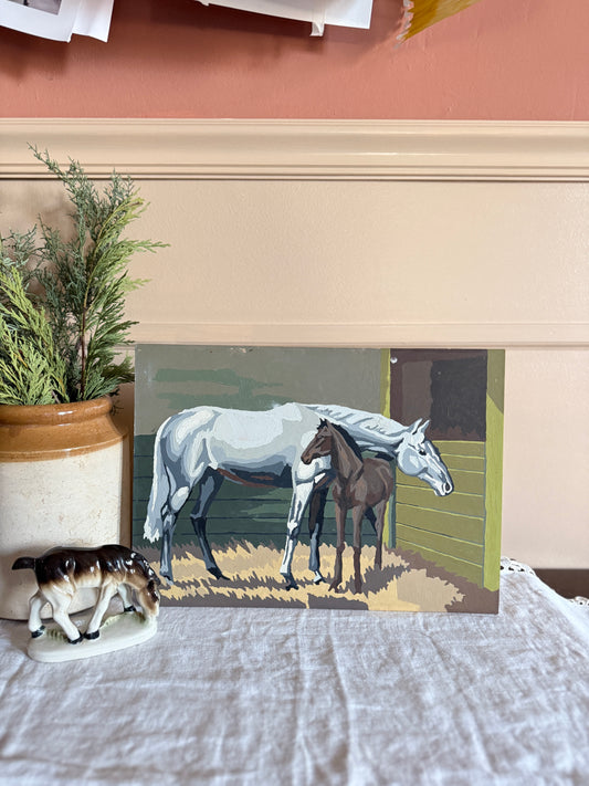 Vintage horse paint by number on board
