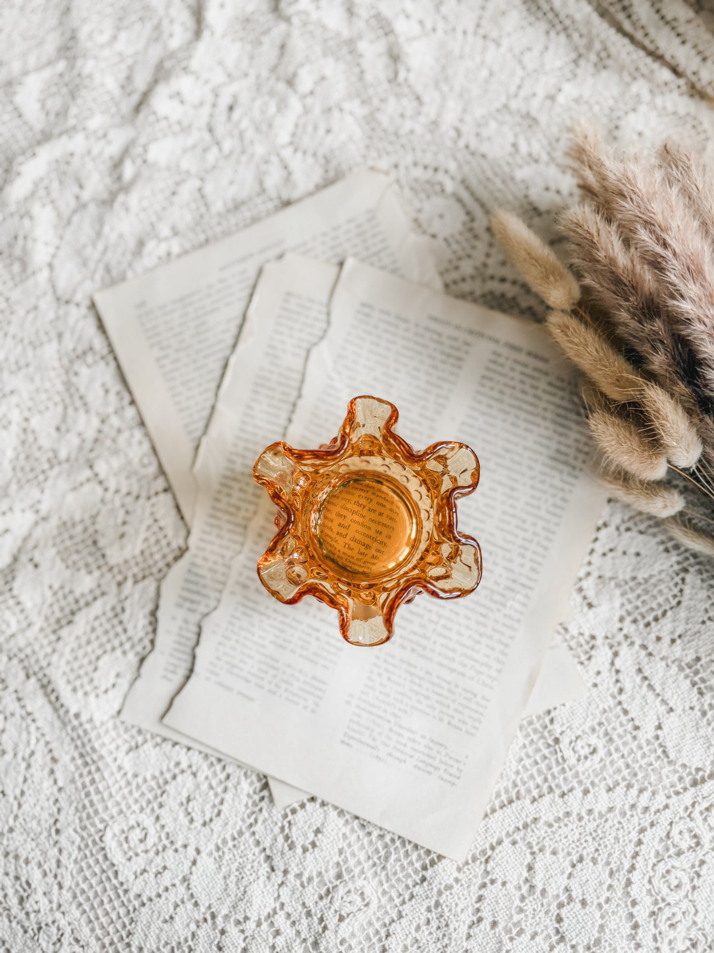 Hobnail ruffled bud vase