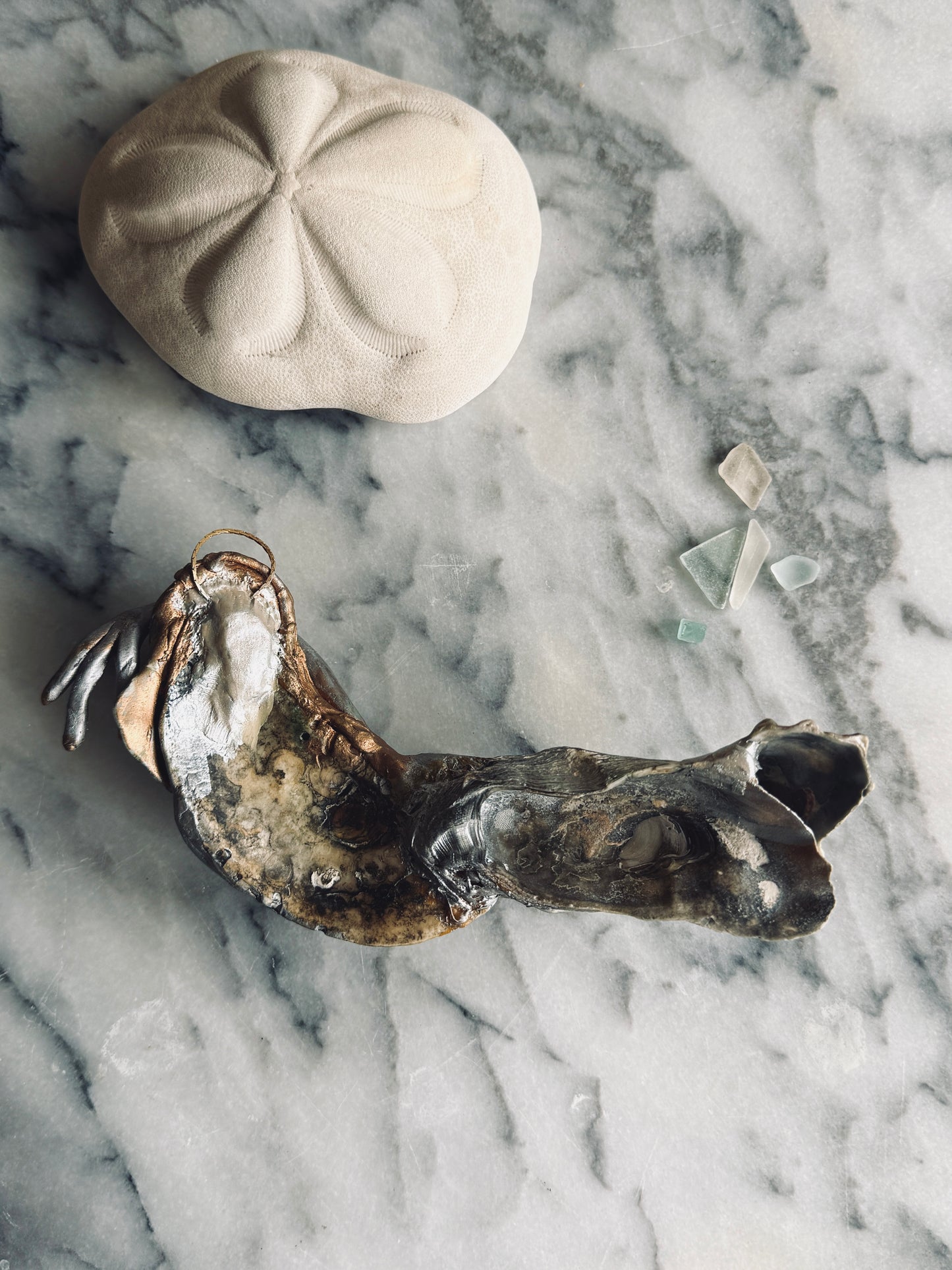 Mermaid oyster shell art