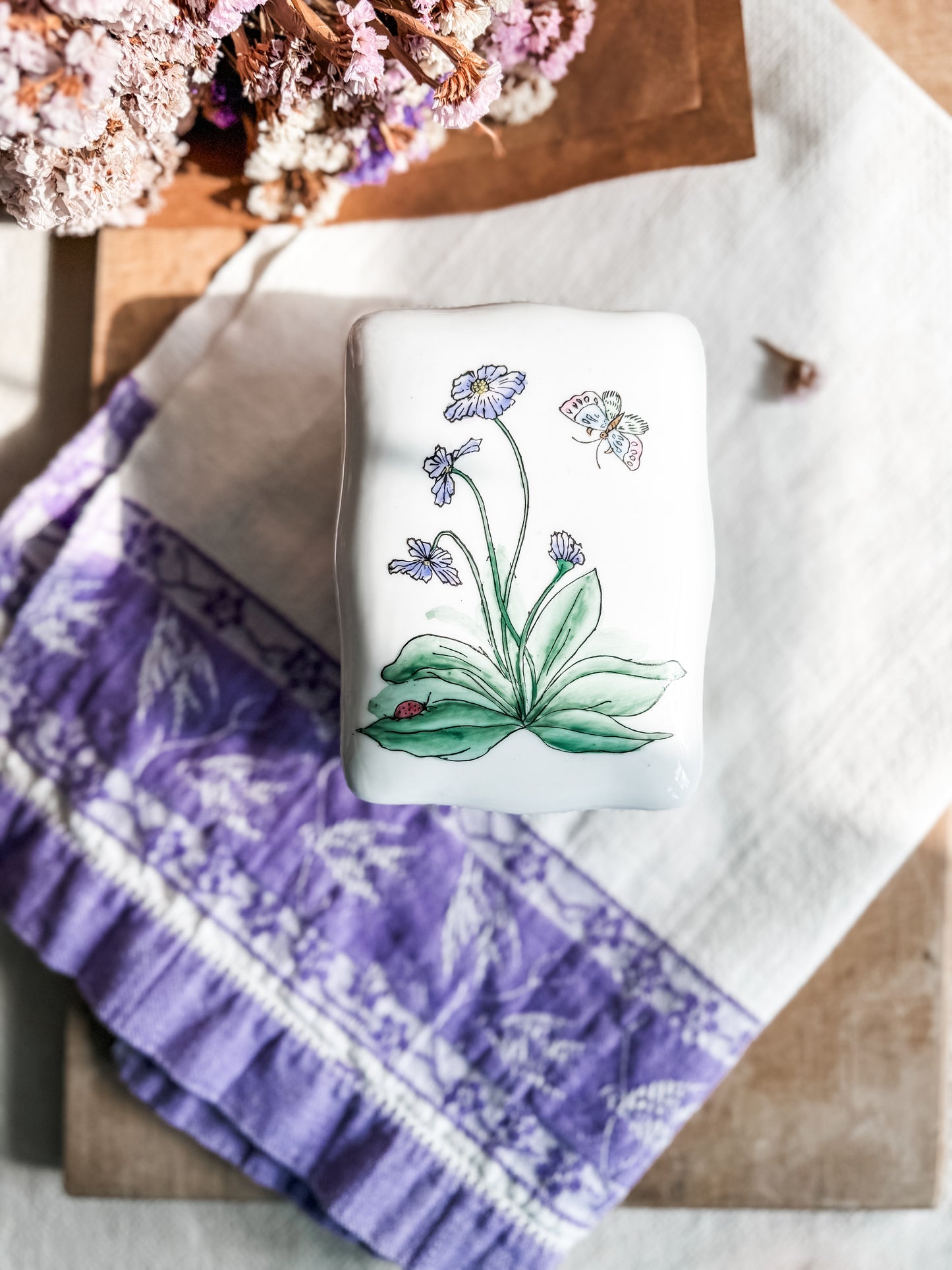 Porcelain Flower Trinket Box