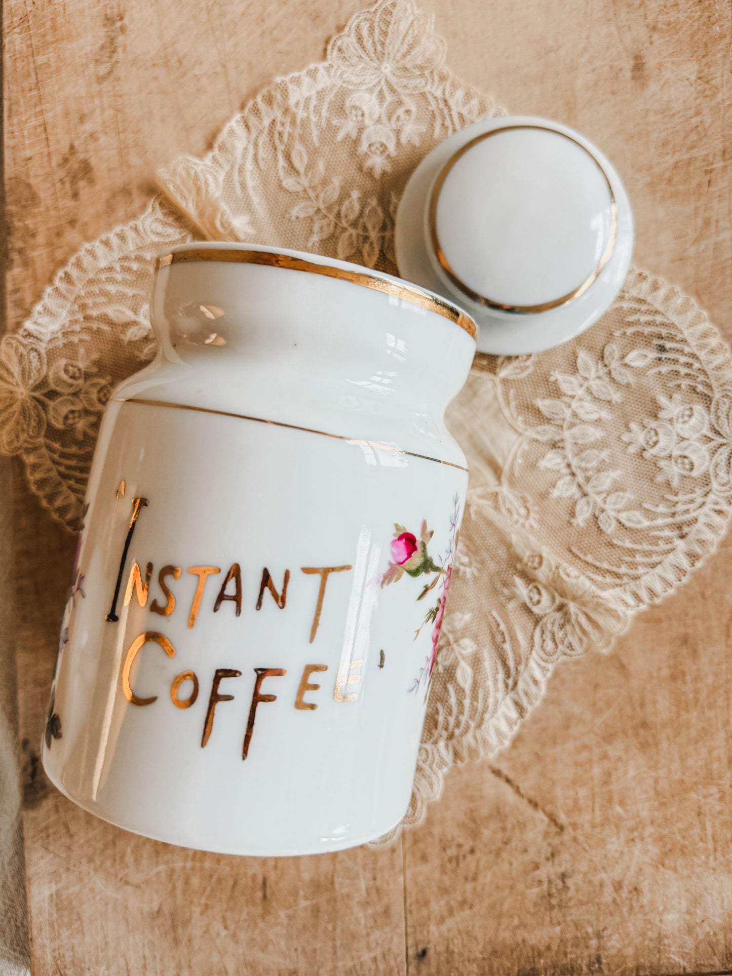 Vintage Instant Coffee Porcelain Canister