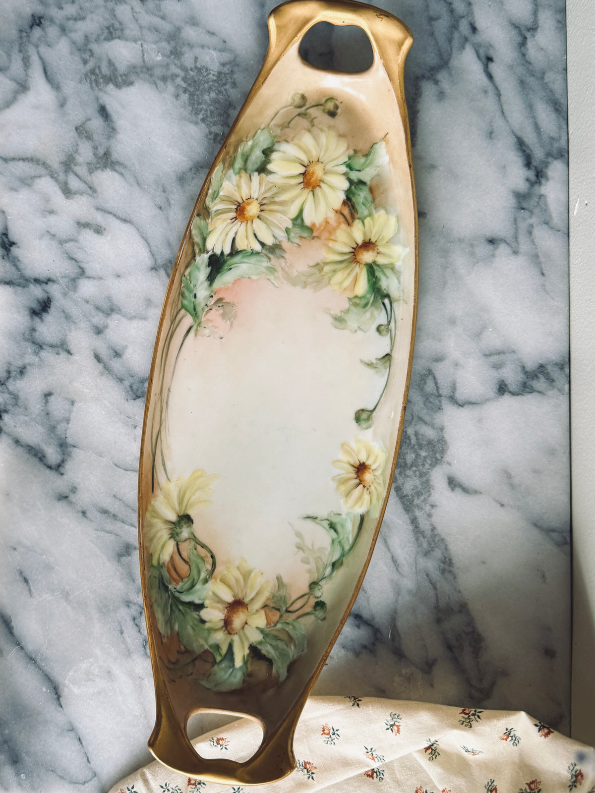 Handpainted French porcelain floral tray