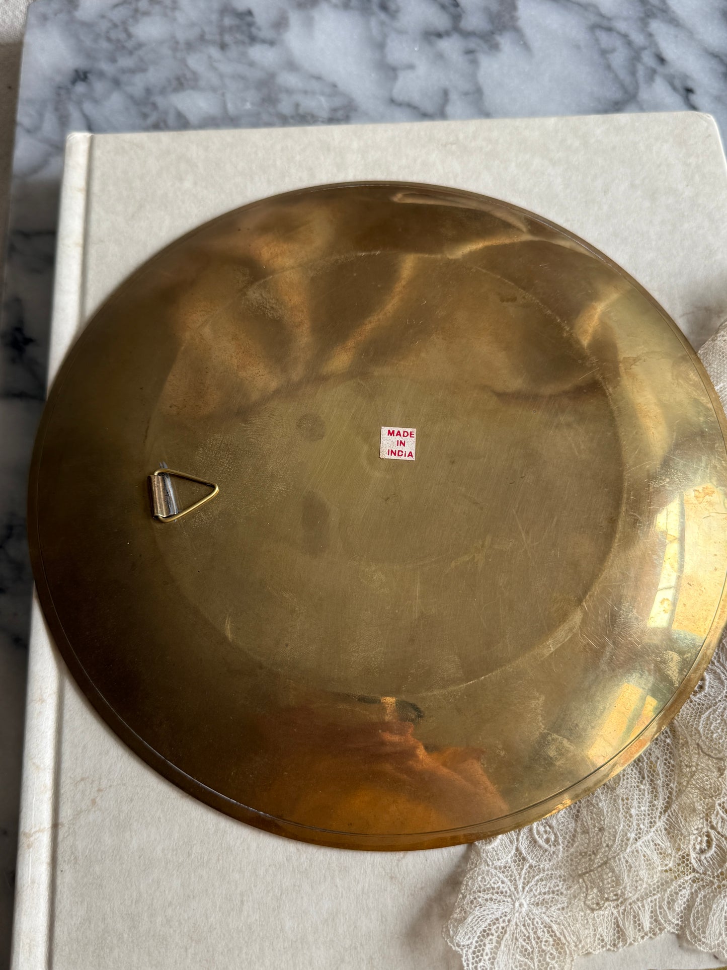 Brass and enamel celestial plate