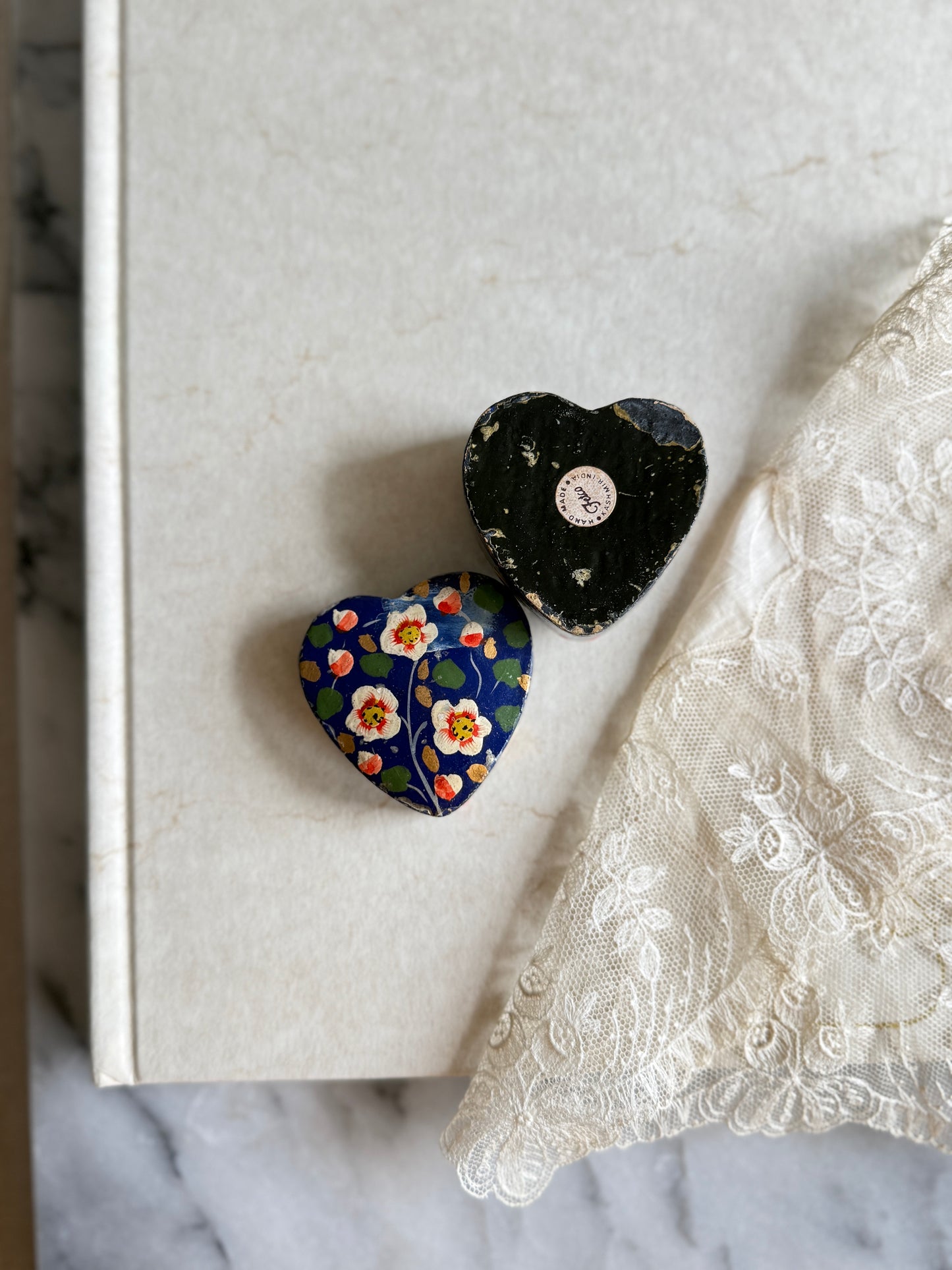 Small heart shaped Kashmiri box
