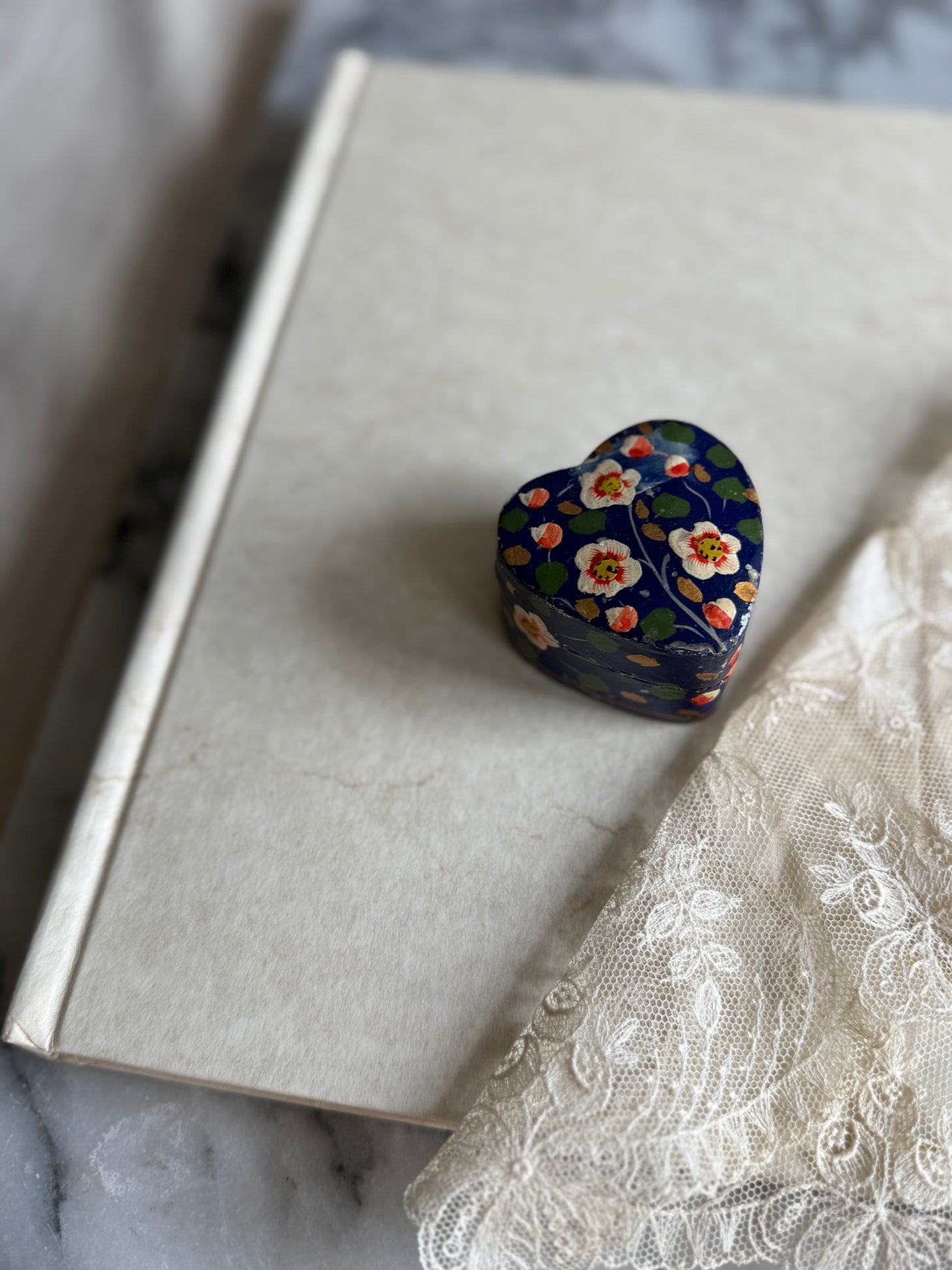 Small heart shaped Kashmiri box
