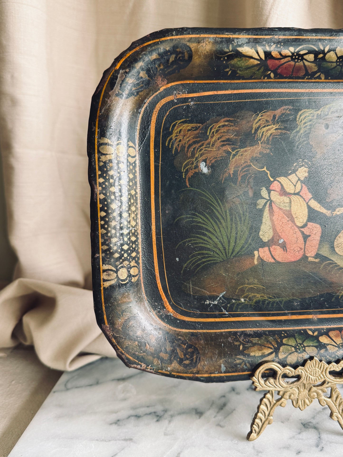 Antique toleware tray
