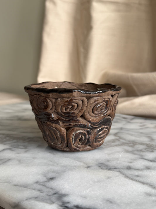 Unique handmade clay basket/planter