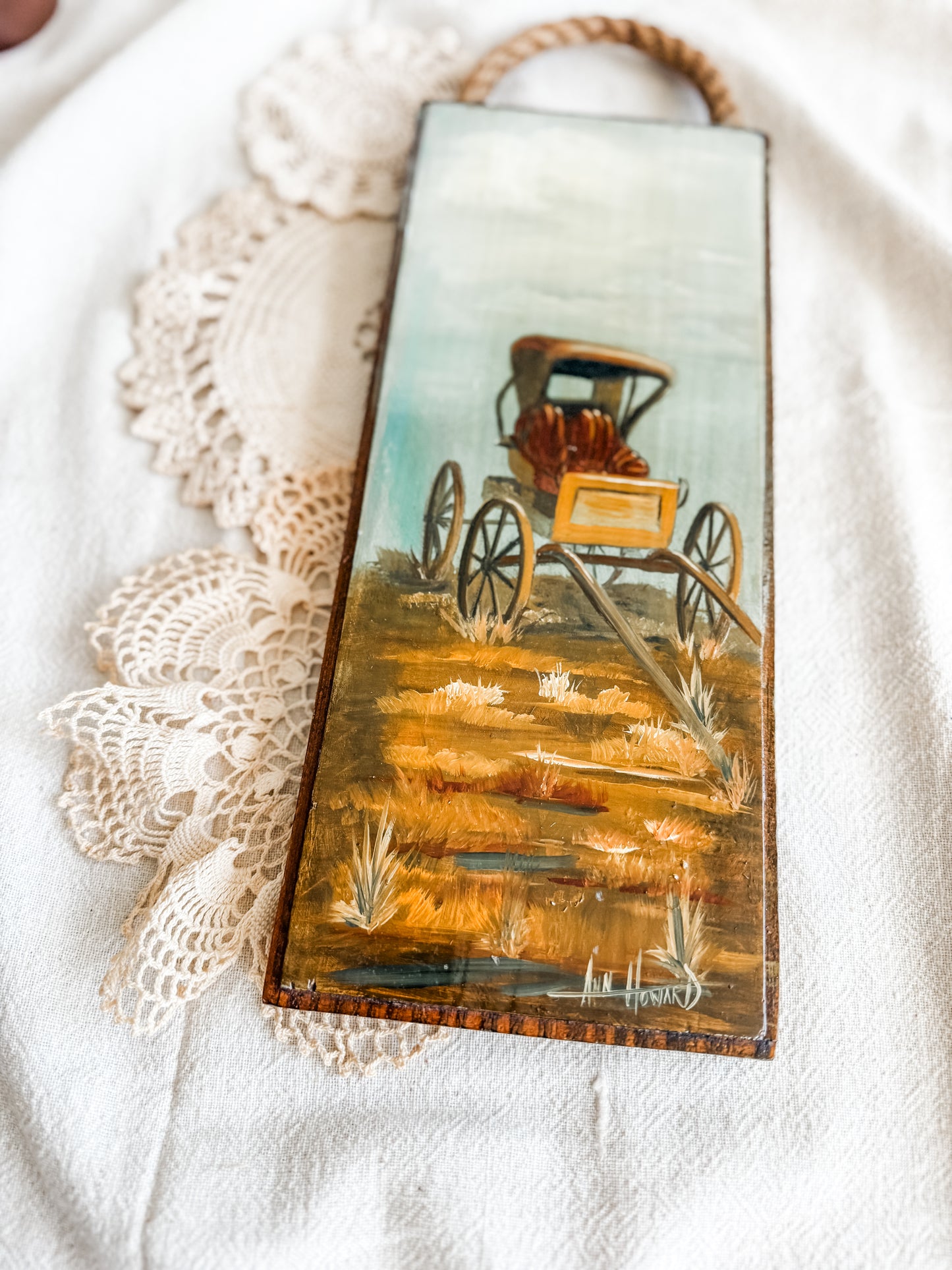 Carriage Painting on wood plaque