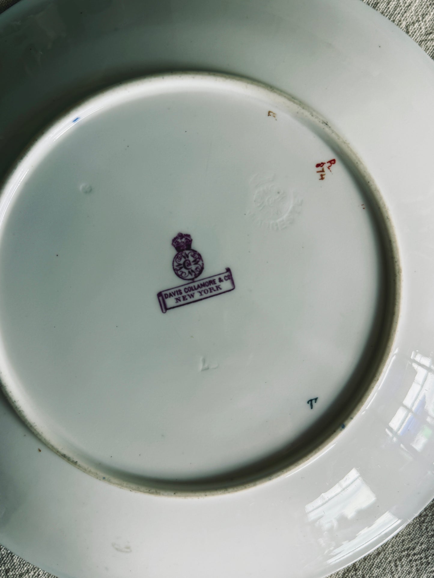 Blue, white and gold china plate