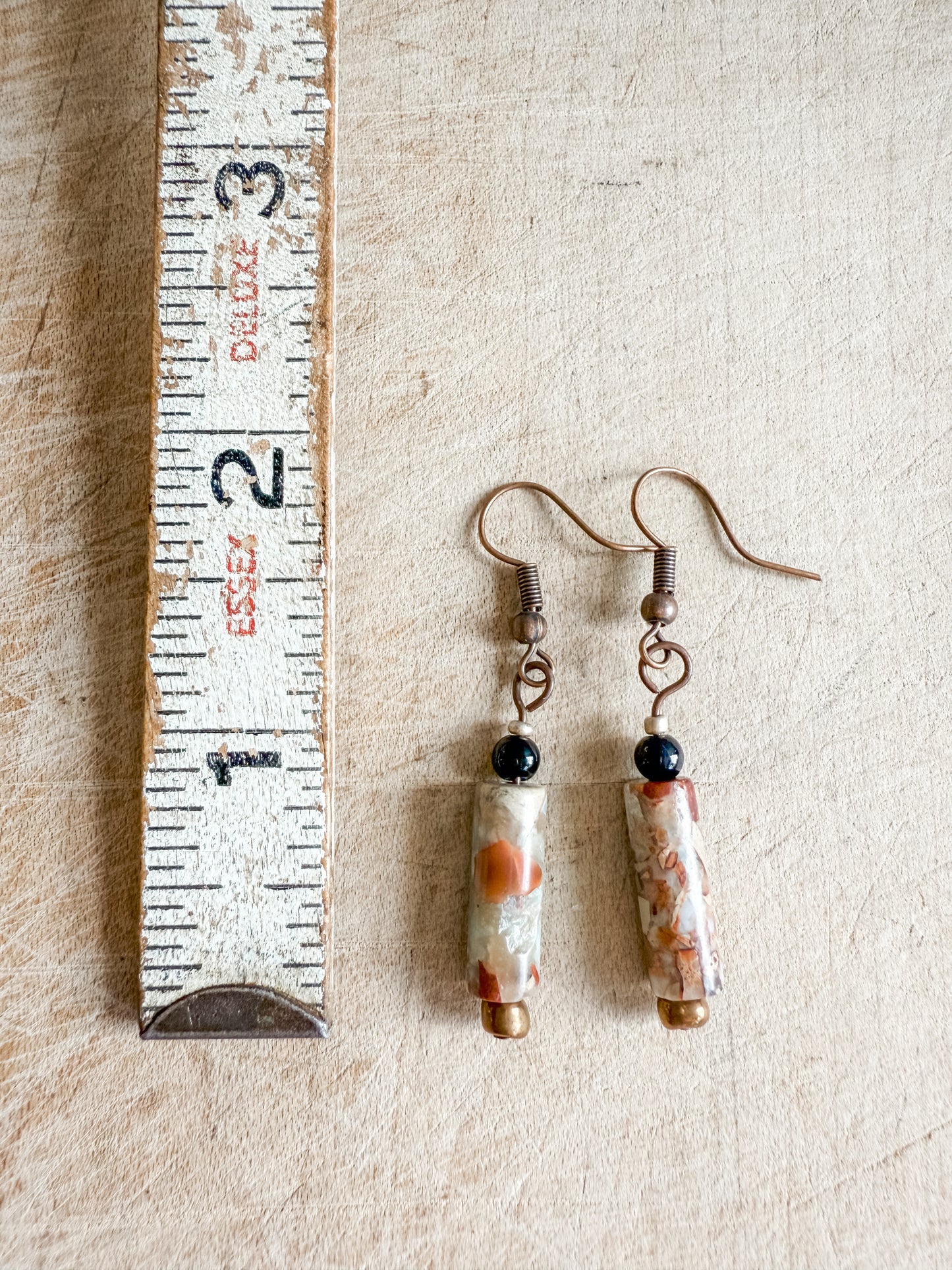 Natural Stone and Copper Earrings