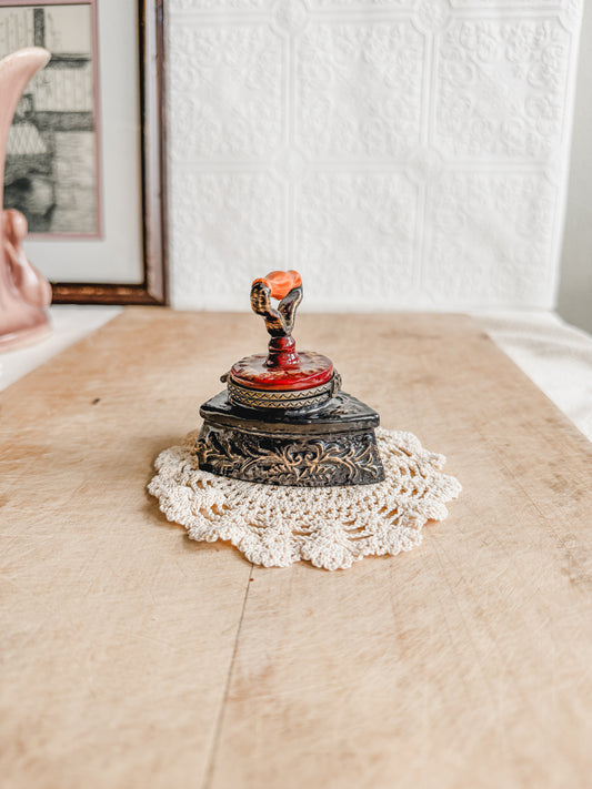 Porcelain Iron Trinket Box with clasp