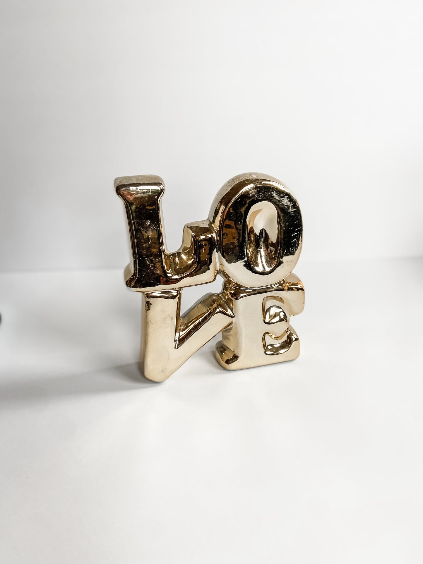 Ceramic Block Letters in Gold “LOVE”