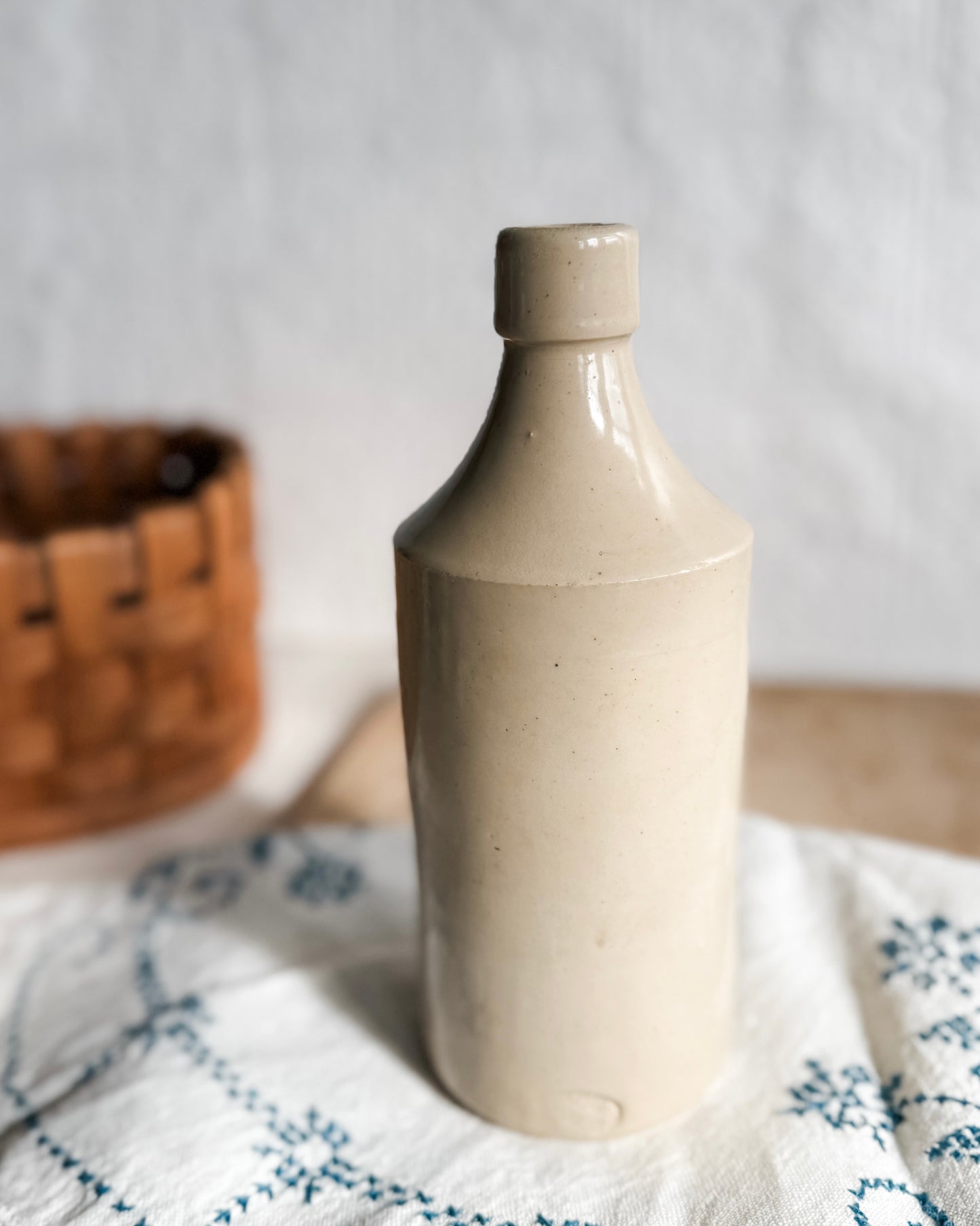 Large Glazed Antique Stoneware Bottle