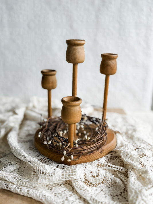 4 stemmed Candle holder with heart shaped base