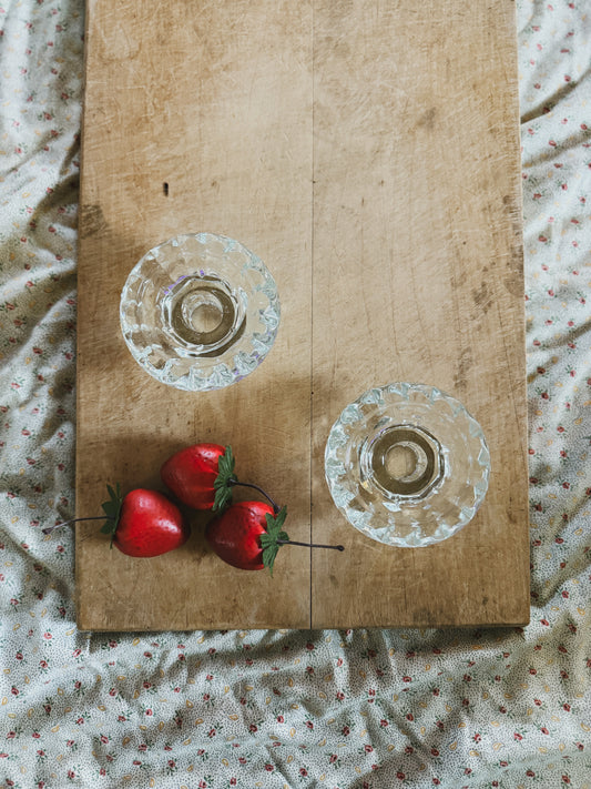 Pair of glass candle holders