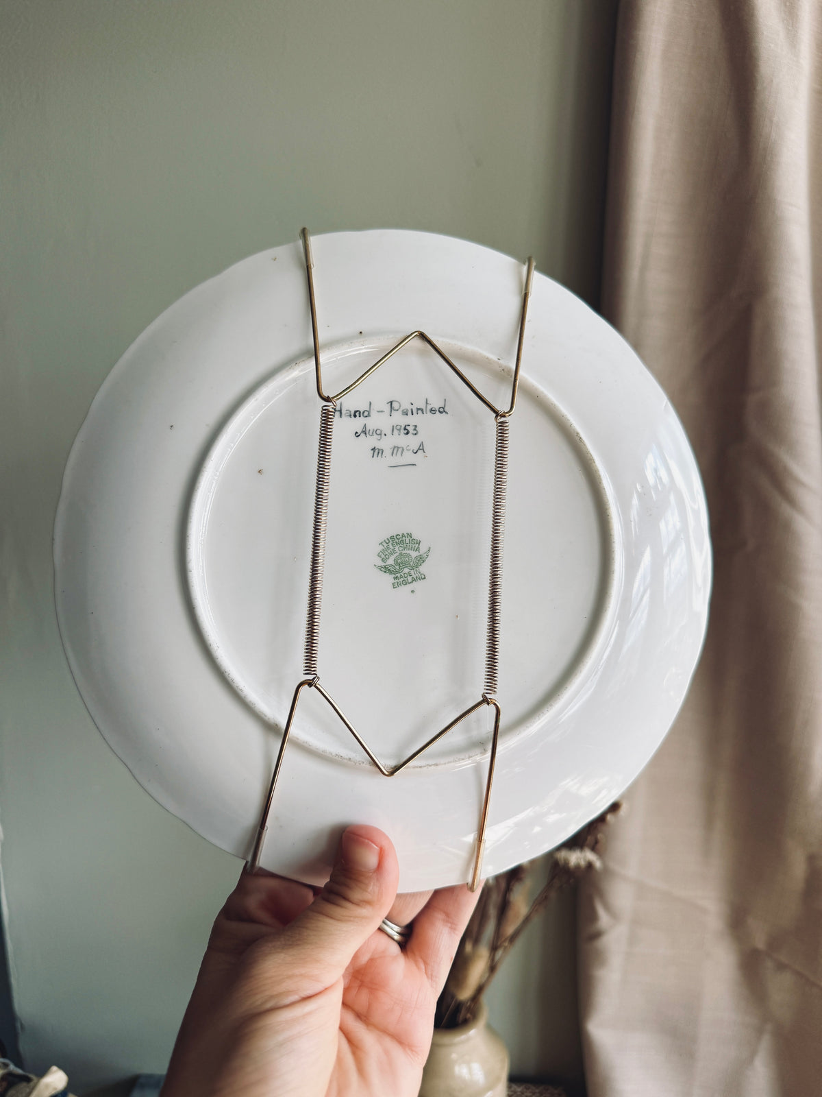 Handpainted vintage china plate with Scottish lake scene