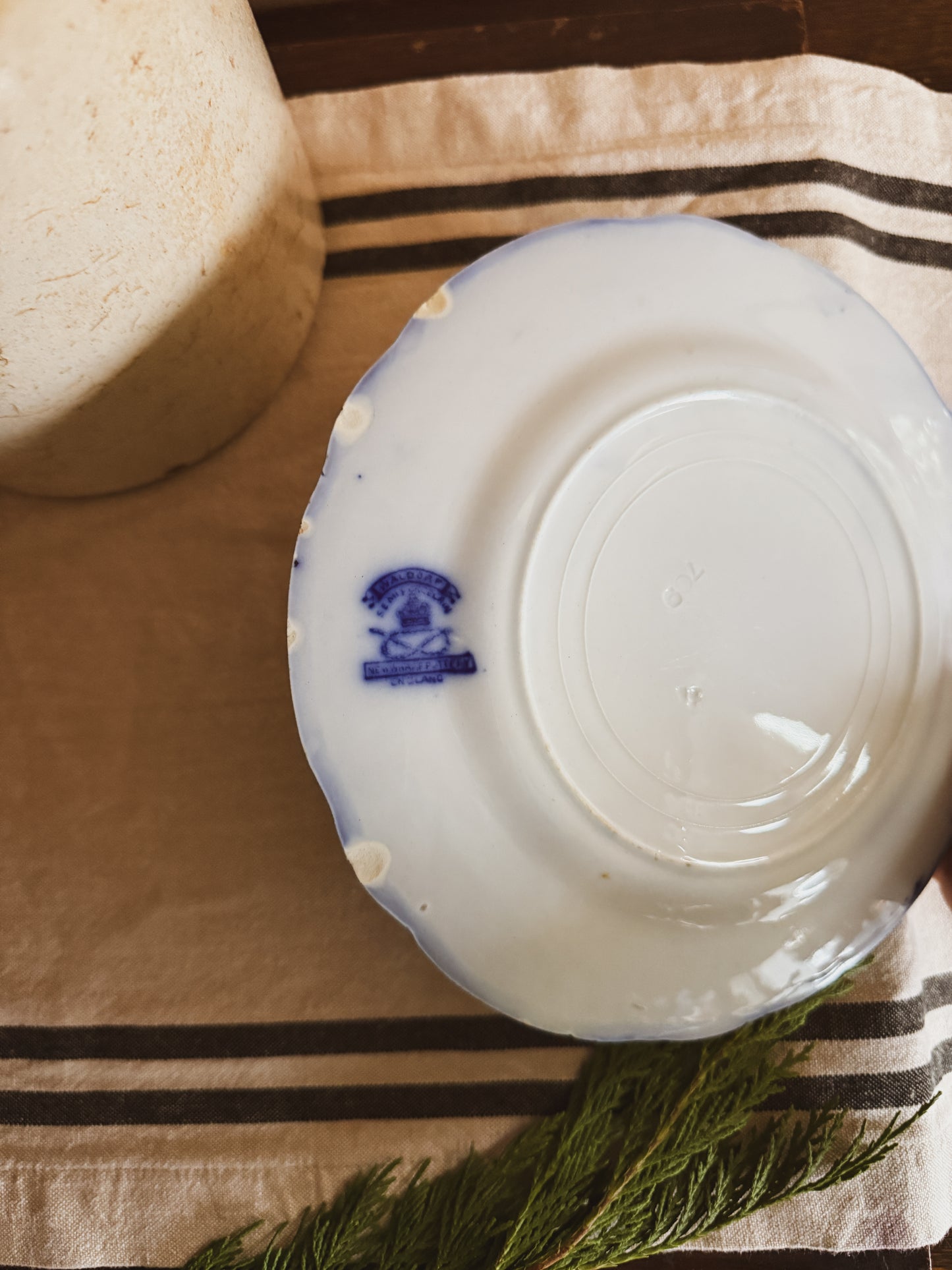 Antique Flow Blue luncheon sized plate