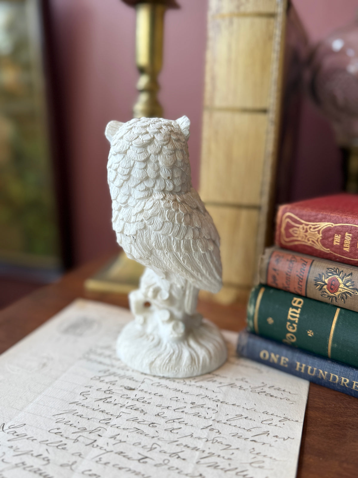 A. Santini resin alabaster owl figurine