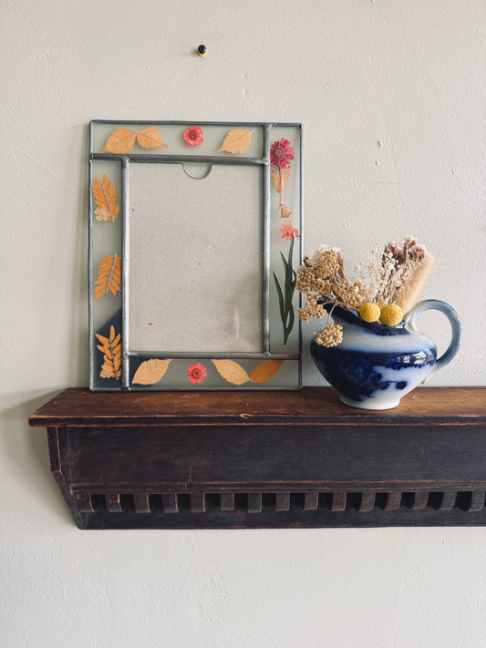 Colorful and cute dried floral glass picture frame