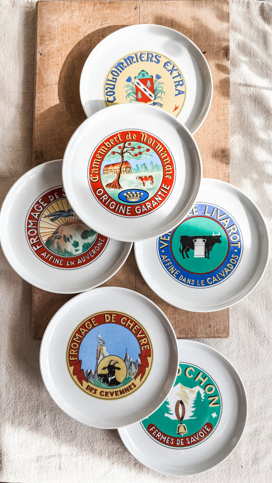 Set of 6 Vintage French Cheese Appetizer Plates