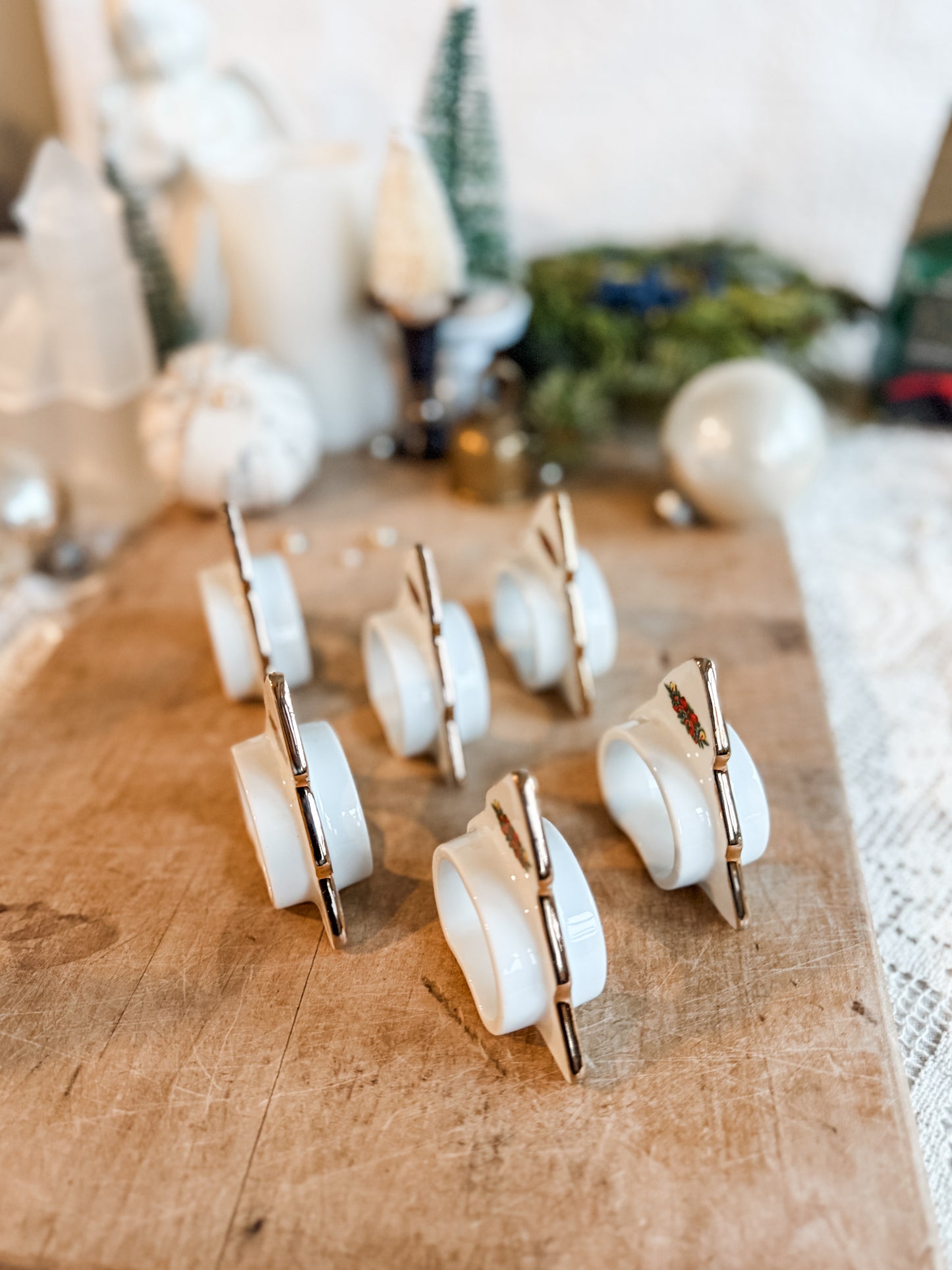 Porcelain tree shaped napkin rings