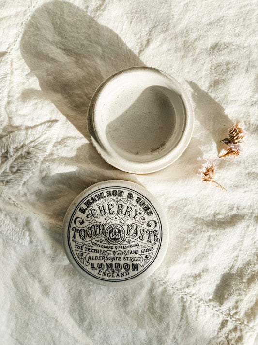 Antique Maws & Son Cherry Tooth Paste Lid and Pot