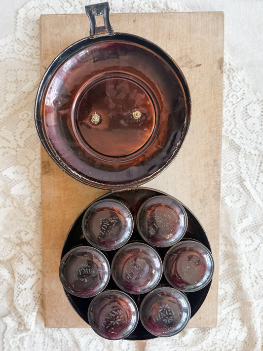 Antique Toile Traveling Spice Tin Set