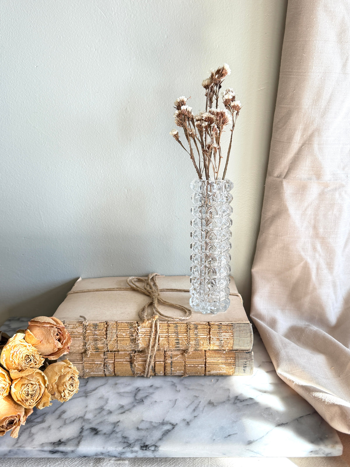 Vintage cut glass cubist vase