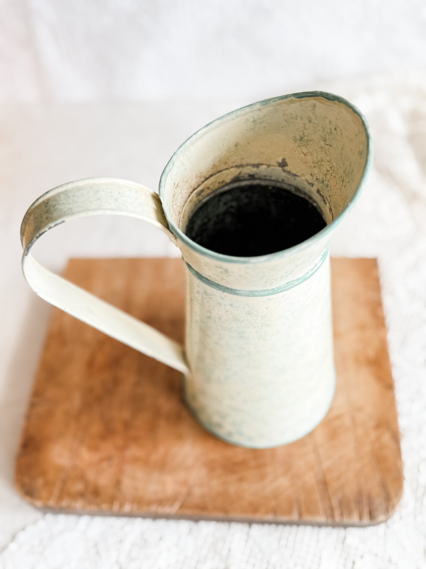 Handpainted green and yellow pitcher