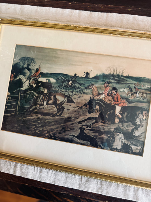 “A Frolic Home” 1948 Framed Color Lithograph by John Leech
