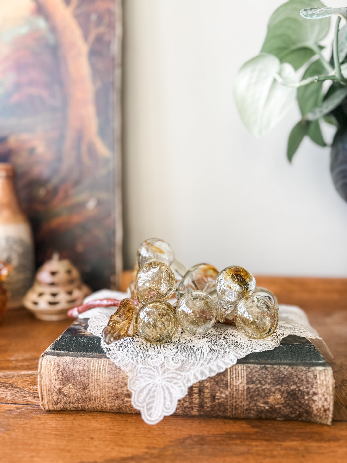 Vintage Murano Amber glass grapes