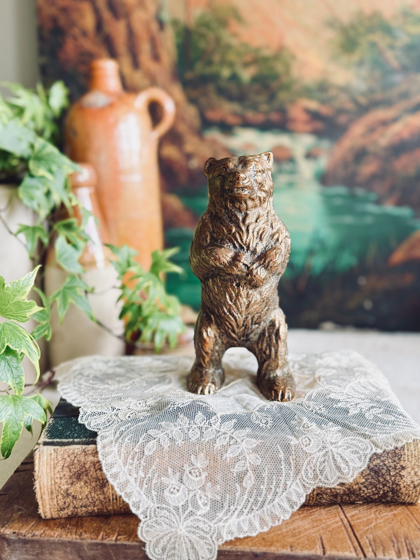 Solid brass cast bear