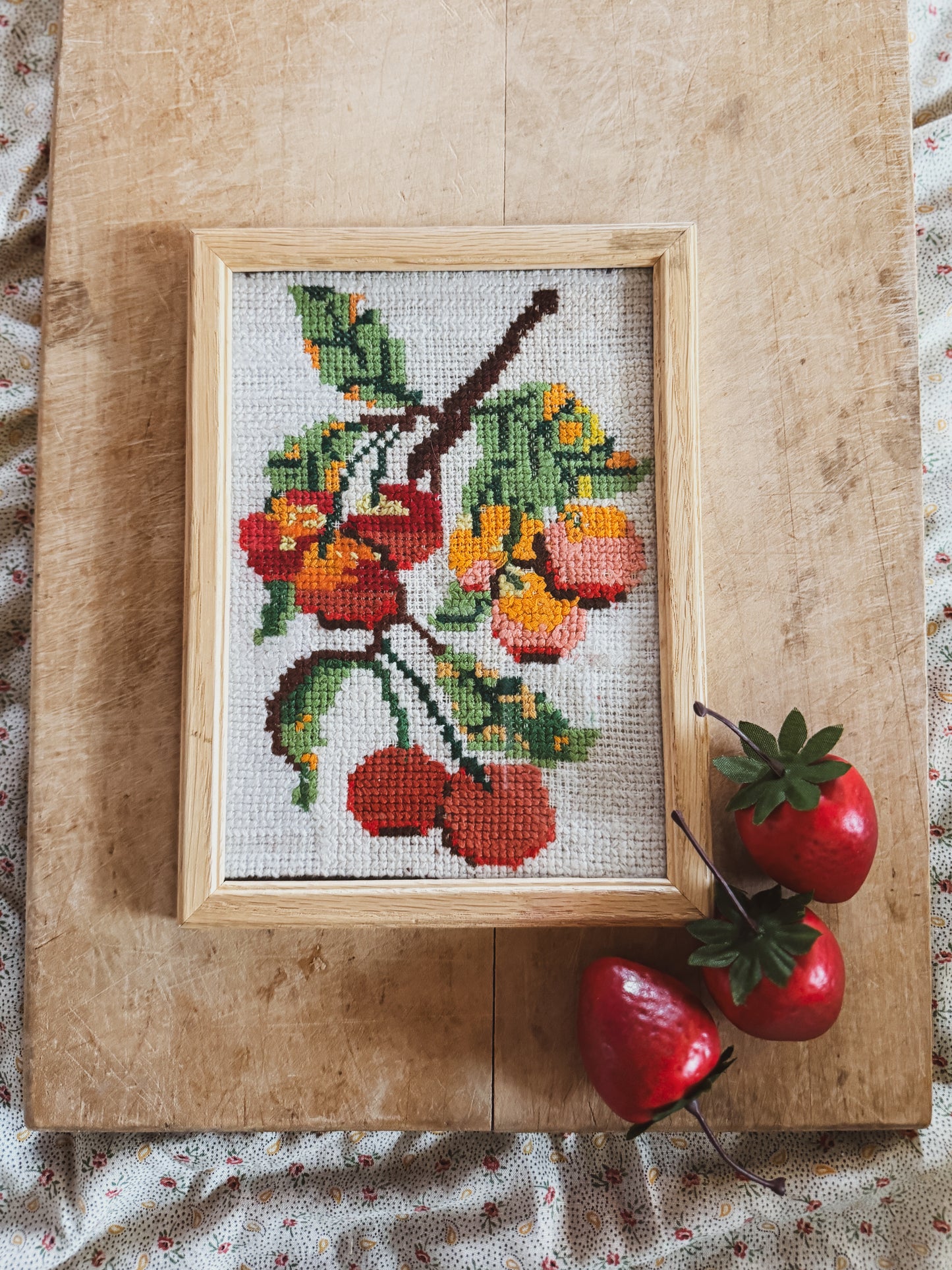 Framed Fruit Cross-stitch