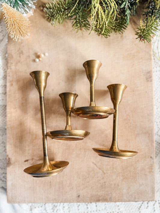 Set of 4 Brass Candle Holders