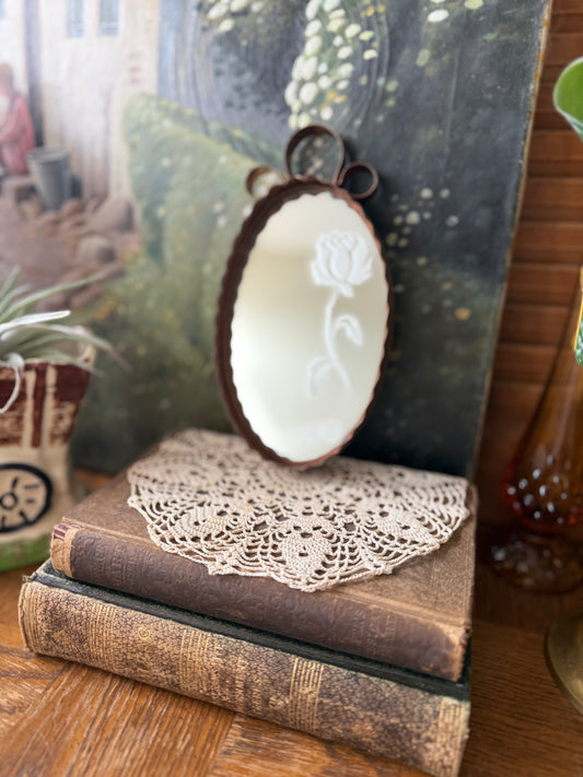 Rose etched copper mirror