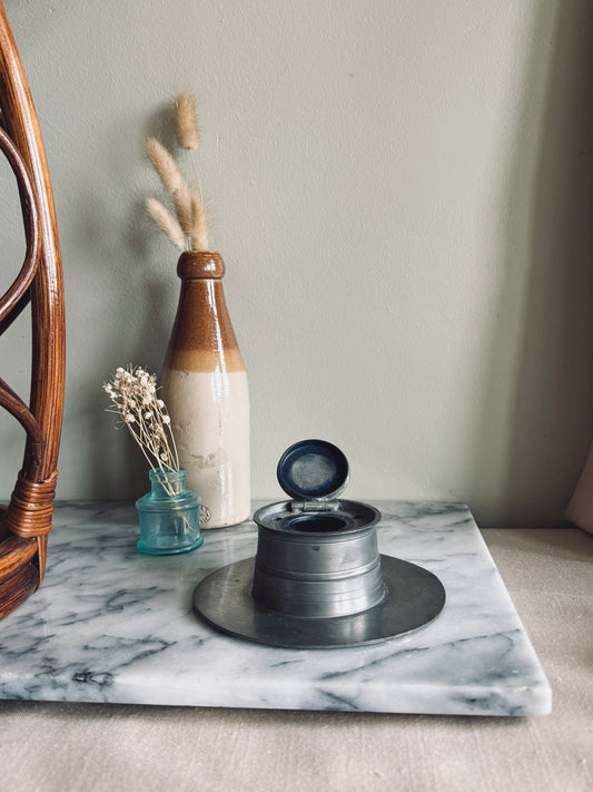 Pewter ship captains inkwell